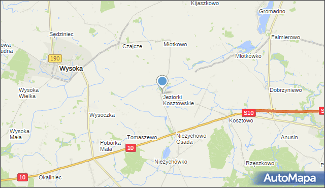 mapa Jeziorki Kosztowskie, Jeziorki Kosztowskie na mapie Targeo